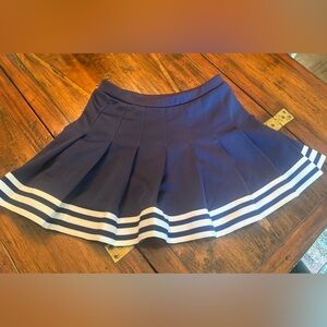 Navy Blue Pleated Skirt with White Stripes- cheerleading